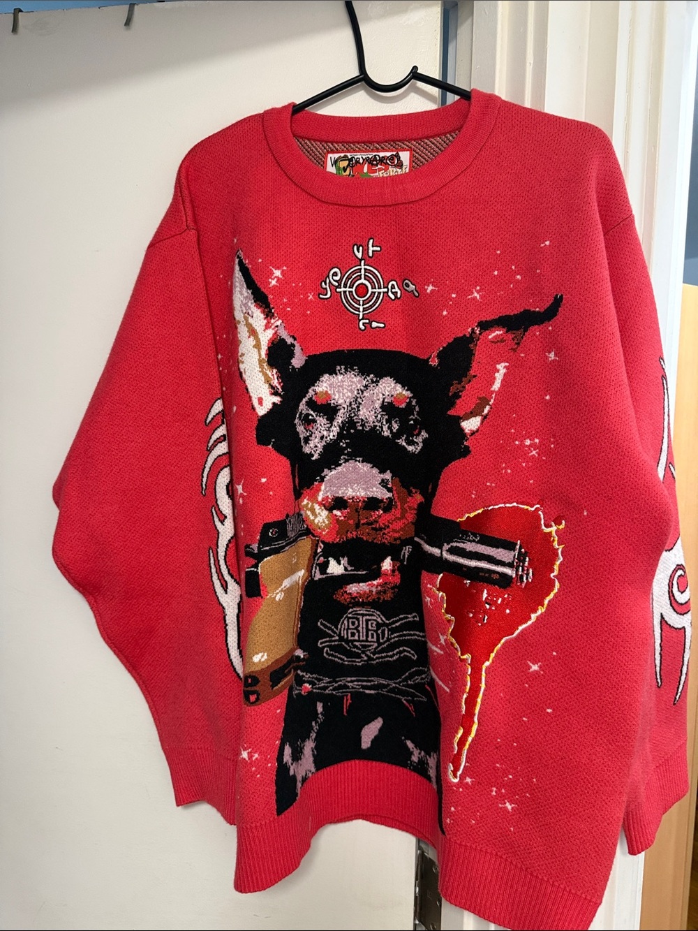 VERY RARE DOBERMAN GANG JACQUARD CREWNECK IN RED
